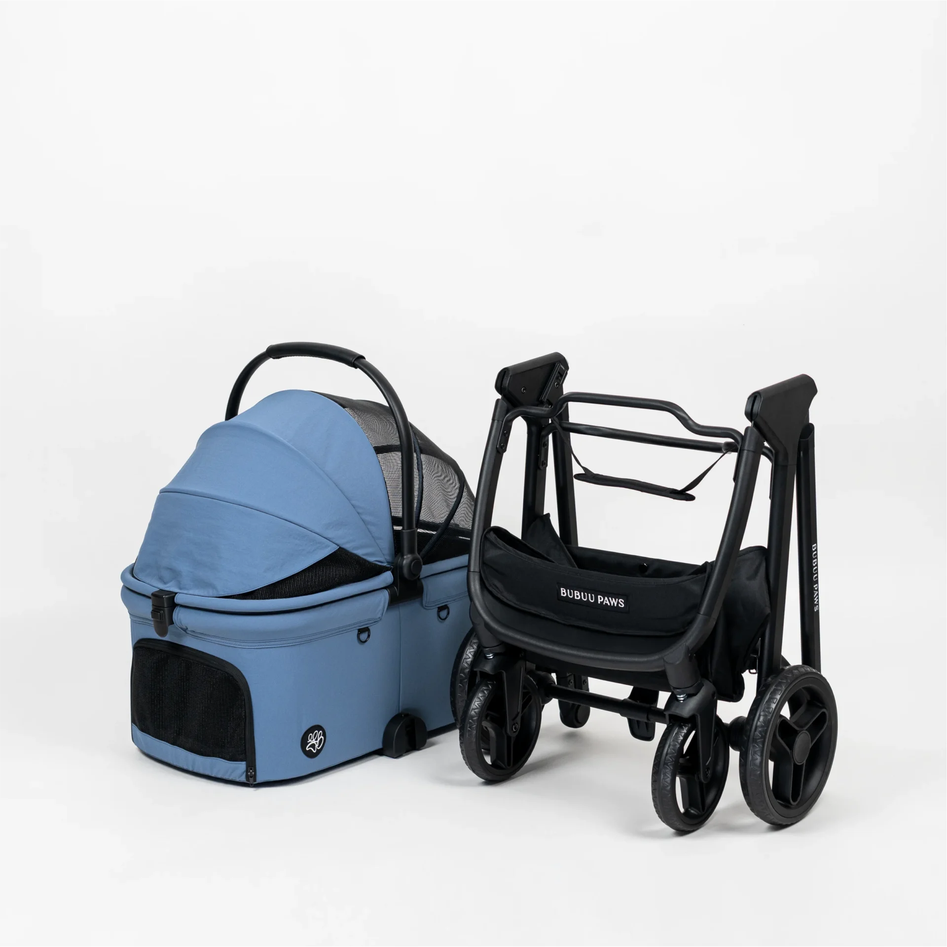 รถเข็นสุนัข แยกตะกร้าได้ สีน้ำเงิน